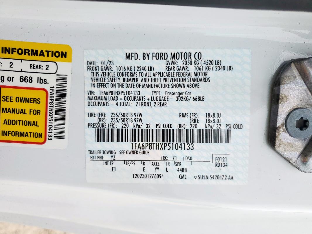 2023 FORD MUSTANG - 1FA6P8THXP5104133
