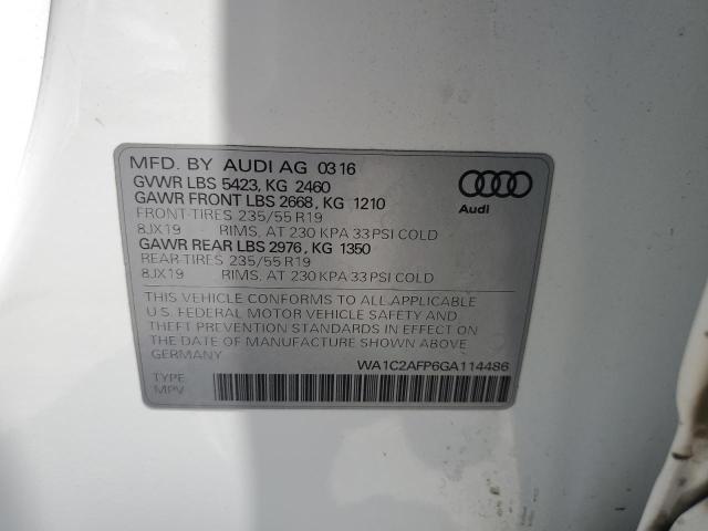 2016 AUDI Q5 PREMIUM WA1C2AFP6GA114486