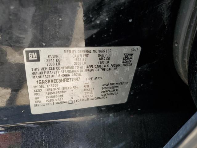 2017 CHEVROLET TAHOE K150 1GNSKAEC5HR277687