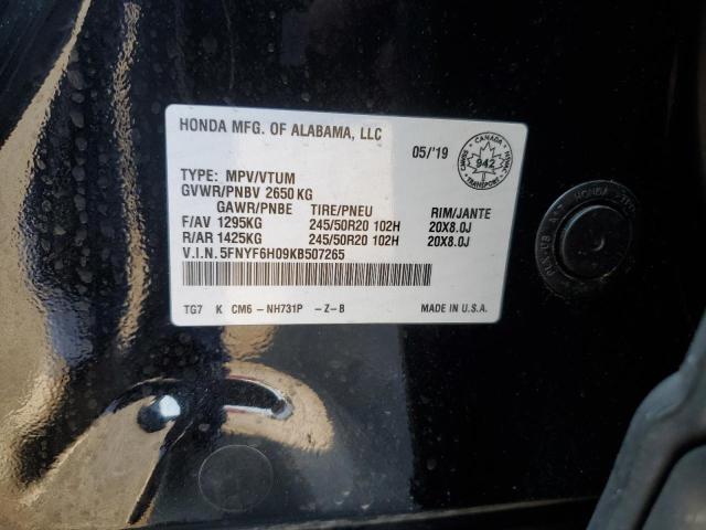 2019 HONDA PILOT ELIT - 5FNYF6H09KB507265
