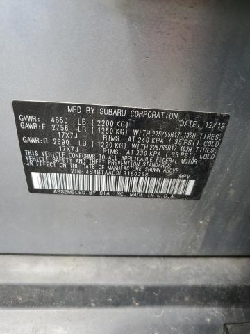 2020 SUBARU OUTBACK 4S4BTAAC3L3160368