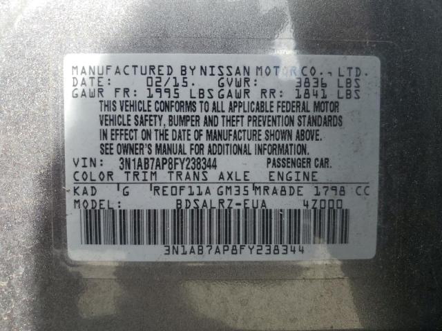 2015 NISSAN SENTRA S 3N1AB7AP8FY238344