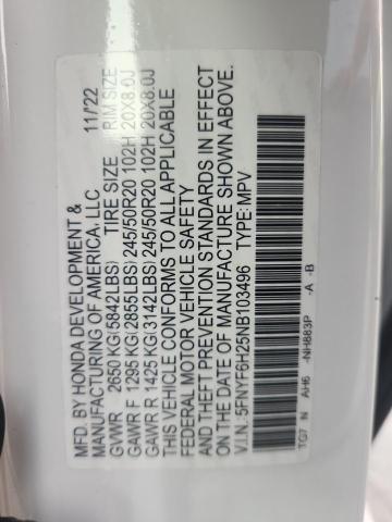 2022 HONDA PILOT SE #3271636336