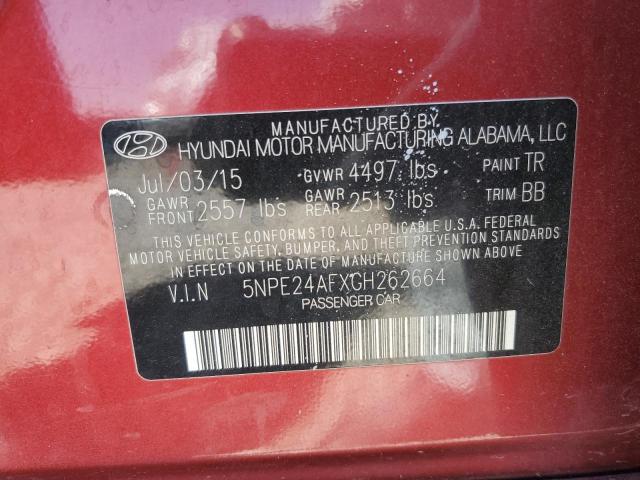 2016 HYUNDAI SONATA 5NPE24AFXGH262664