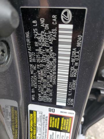 2022 LEXUS ES 350 BAS 58ADZ1B1XNU138717