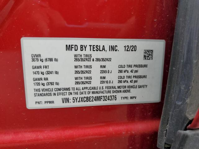 2021 TESLA MODEL X 5YJXCBE24MF324376