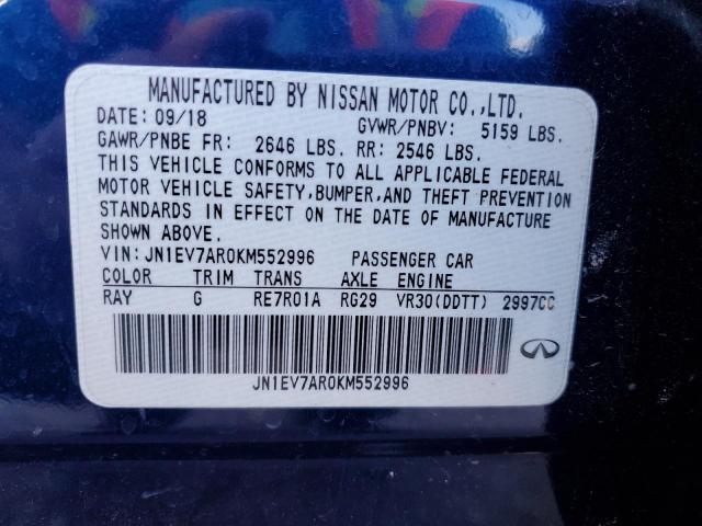 2019 INFINITI Q50 LUXE JN1EV7AR0KM552996