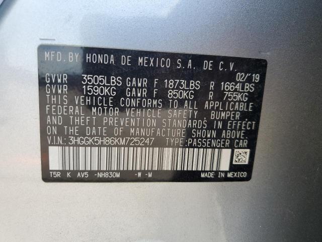2019 HONDA FIT EX 3HGGK5H86KM725247