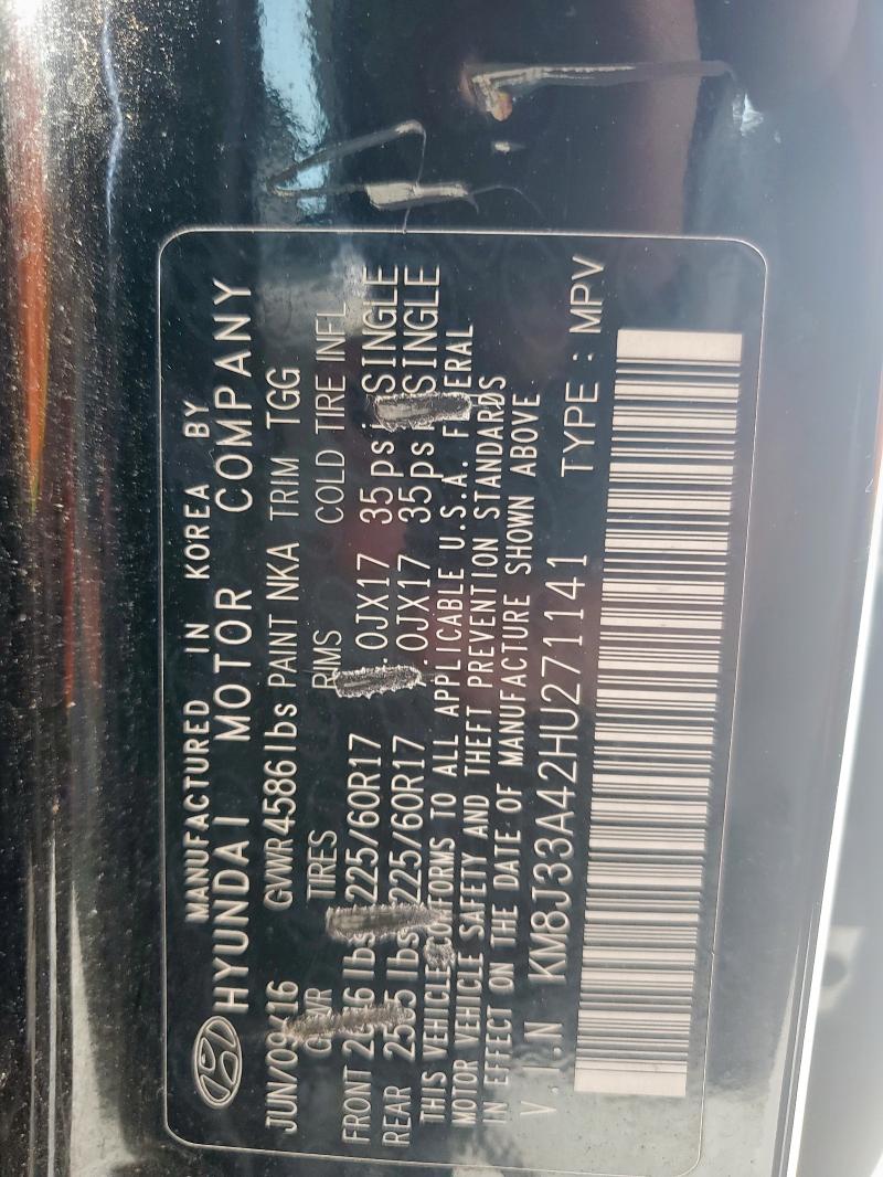 2017 HYUNDAI TUCSON LIMITED KM8J33A42HU271141
