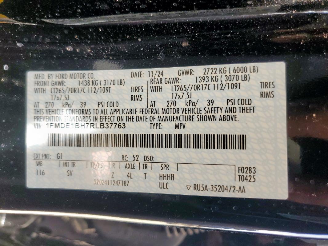 2024 FORD BRONCO BLA 1FMDE1BH7RLB37763