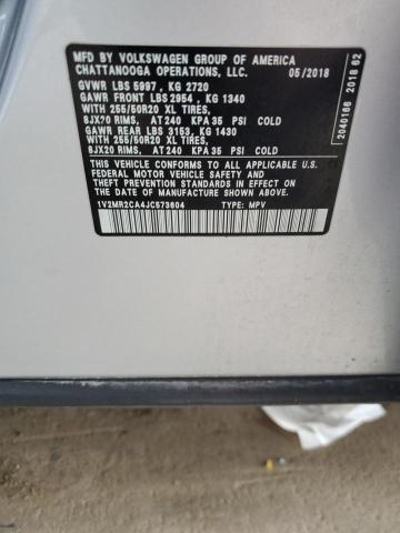 2018 VOLKSWAGEN ATLAS SEL 1V2MR2CA4JC573604