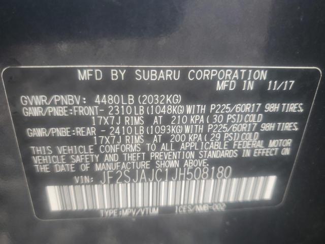 2018 SUBARU FORESTER 2 JF2SJAJC1JH508180