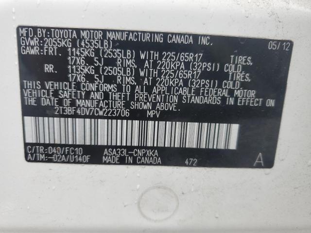 2012 TOYOTA RAV4 - 2T3BF4DV7CW223706