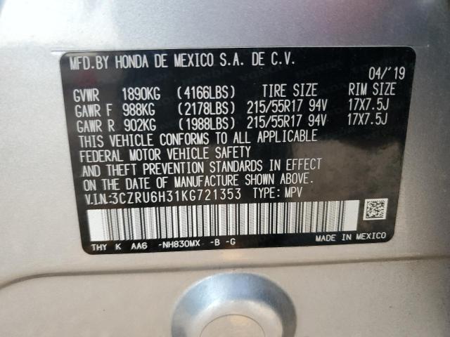 2019 HONDA HR-V LX 3CZRU6H31KG721353