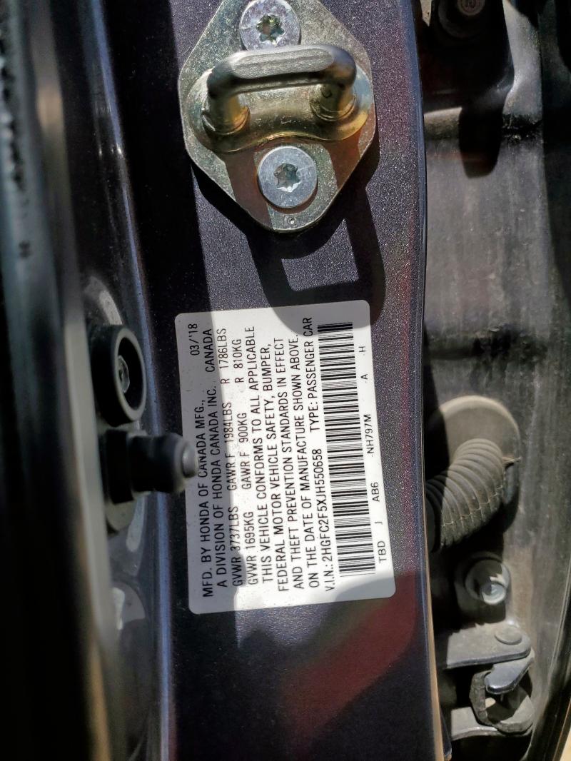 2018 HONDA CIVIC LX 2HGFC2F5XJH550658
