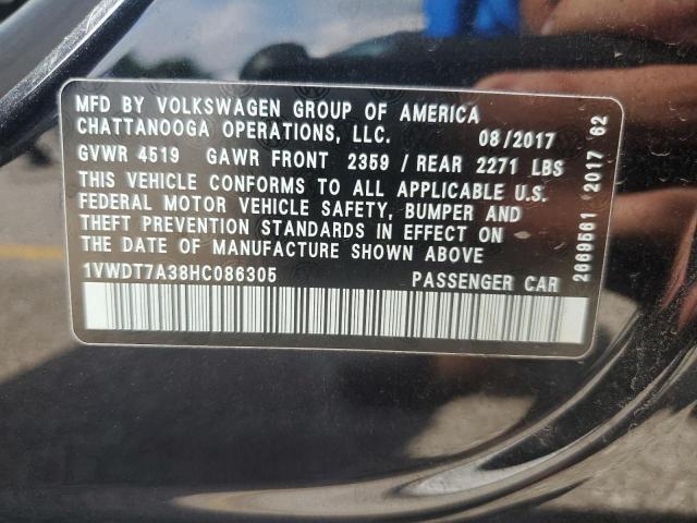 2017 VOLKSWAGEN PASSAT R-L 1VWDT7A38HC086305