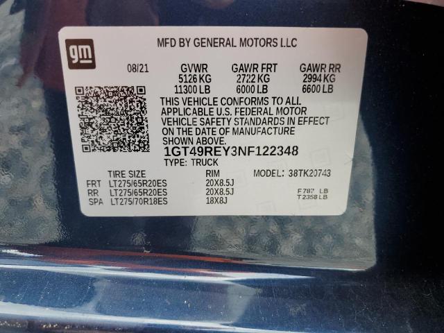 2022 GMC SIERRA K25 1GT49REY3NF122348