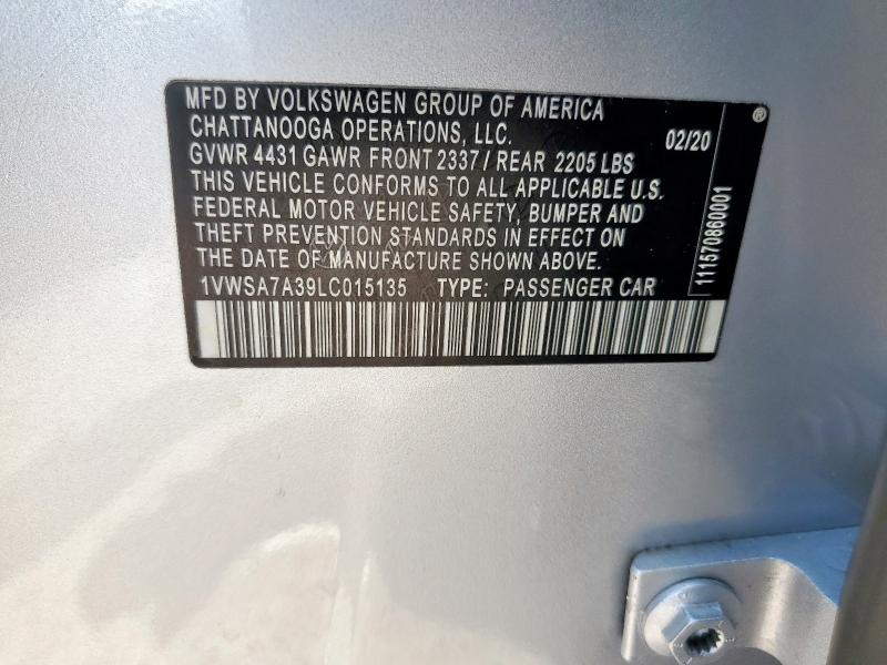 2020 VOLKSWAGEN PASSAT SE - 1VWSA7A39LC015135