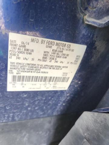 2015 FORD EXPLORER L - 1FM5K8F81FGA15503