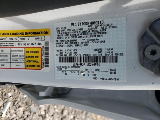 2020 FORD FUSION S - 3FA6P0G71LR234960