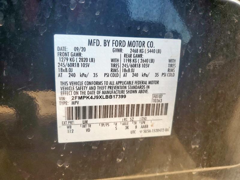 2020 FORD EDGE SEL 2FMPK4J9XLBB17399