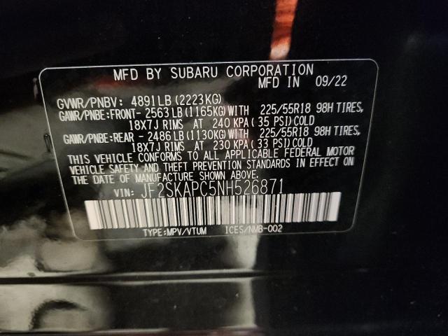 2022 SUBARU FORESTER L JF2SKAPC5NH526871