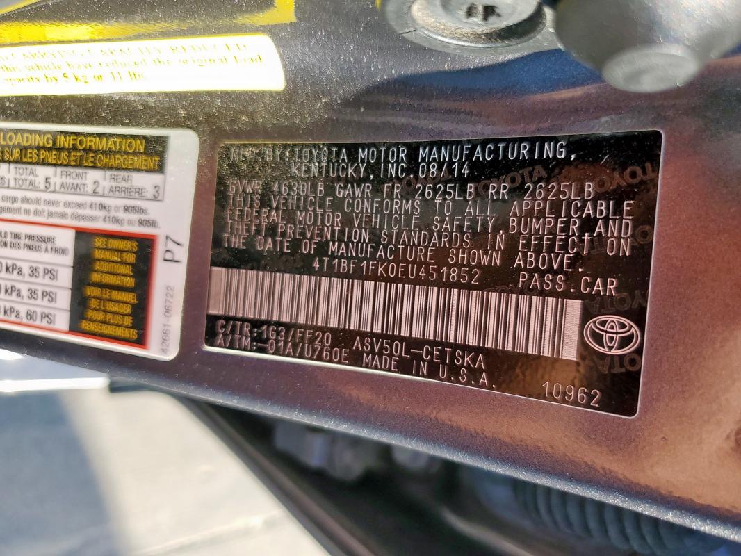 2014 TOYOTA CAMRY L - 4T1BF1FK0EU451852