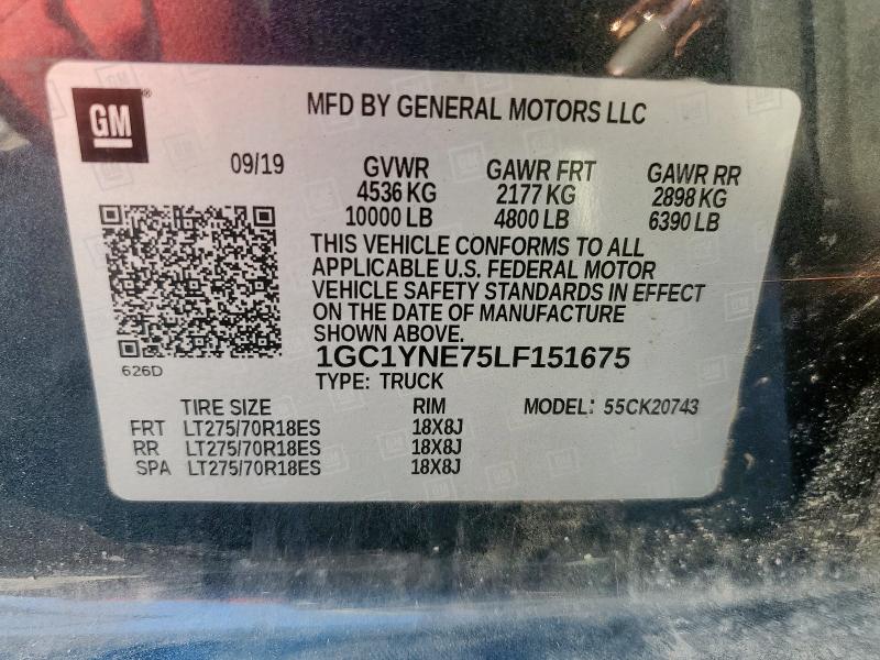 2020 CHEVROLET SILVERADO - 1GC1YNE75LF151675
