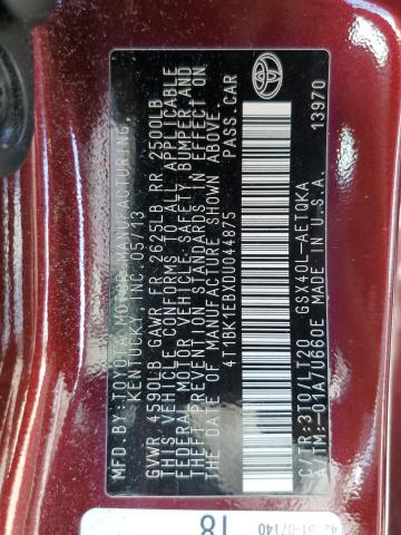 2013 TOYOTA AVALON BAS - 4T1BK1EBXDU044875