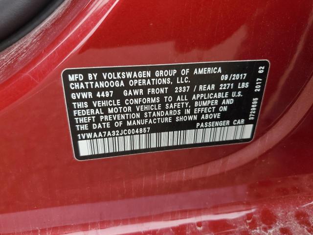 2018 VOLKSWAGEN PASSAT S - 1VWAA7A32JC004857