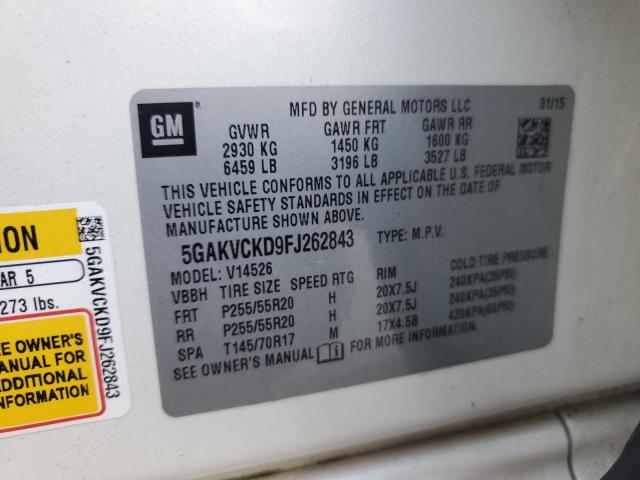 2015 BUICK ENCLAVE 5GAKVCKD9FJ262843