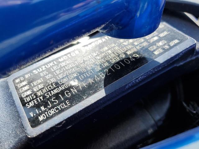 2011 SUZUKI GSX-R600 JS1GN7FA4B2101049