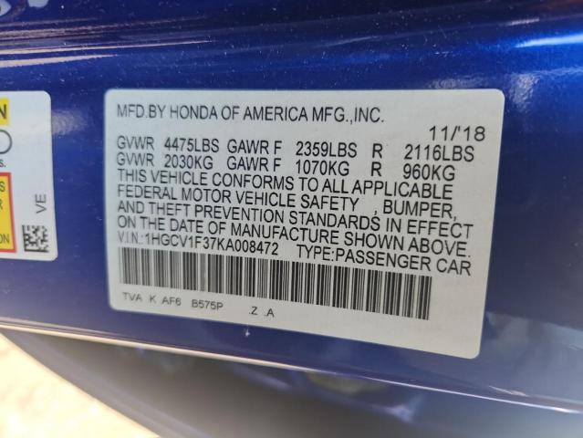 2019 HONDA ACCORD SPO 1HGCV1F37KA008472