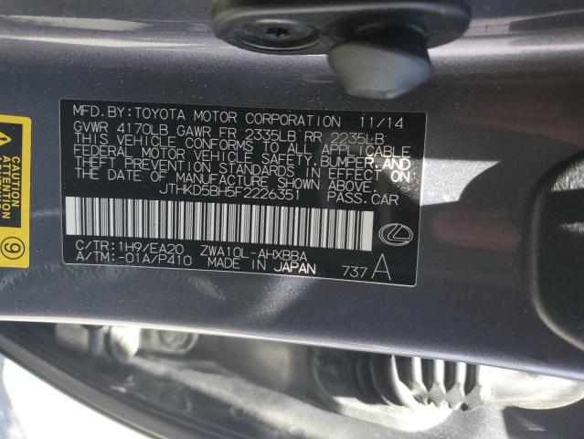 2015 LEXUS CT 200 JTHKD5BH5F2226351