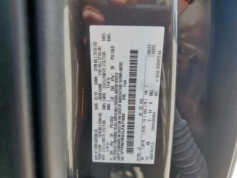 2020 FORD F150 RAPTO 1FTFW1RG1LFA71692
