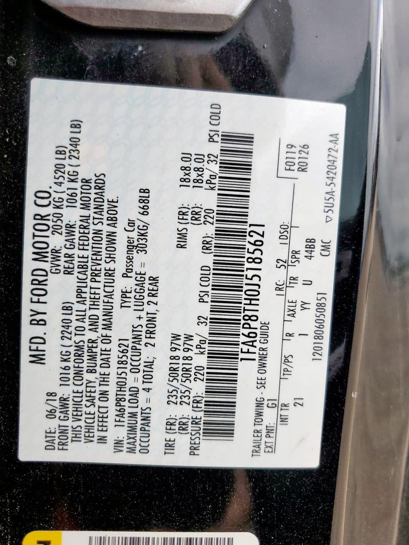 2018 FORD MUSTANG - 1FA6P8TH0J5185621