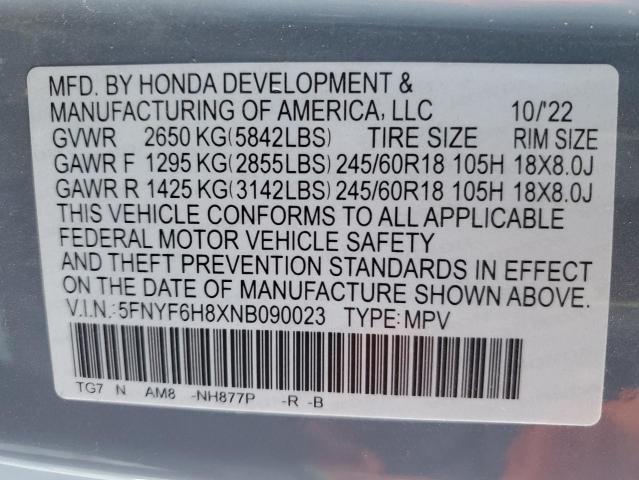 2022 HONDA PILOT TRAI 5FNYF6H8XNB090023