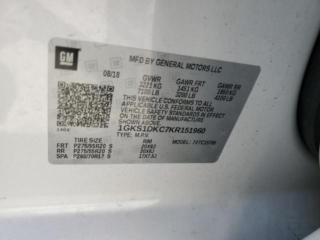 2019 GMC YUKON SLT 1GKS1DKC7KR151960