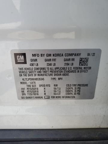 2022 CHEVROLET TRAX 1LT KL7CJPSM6NB535345