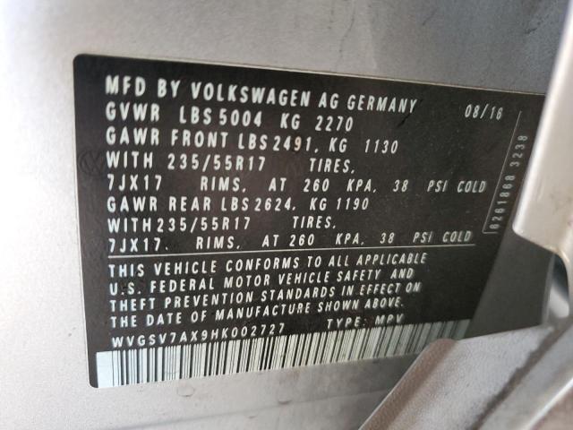 2017 VOLKSWAGEN TIGUAN WOL WVGSV7AX9HK002727