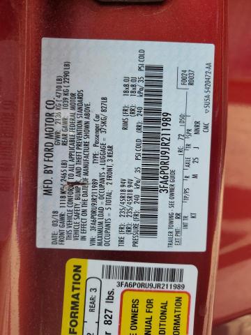 2018 FORD FUSION TITANIUM/PLATINUM HEV 3FA6P0RU9JR211989