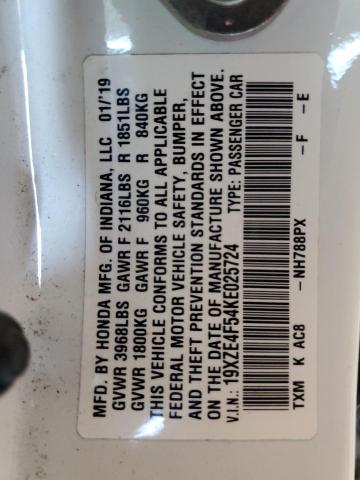 2019 HONDA INSIGHT EX 19XZE4F54KE025724