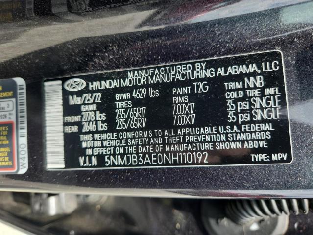 2022 HYUNDAI TUCSON SEL 5NMJB3AE0NH110192
