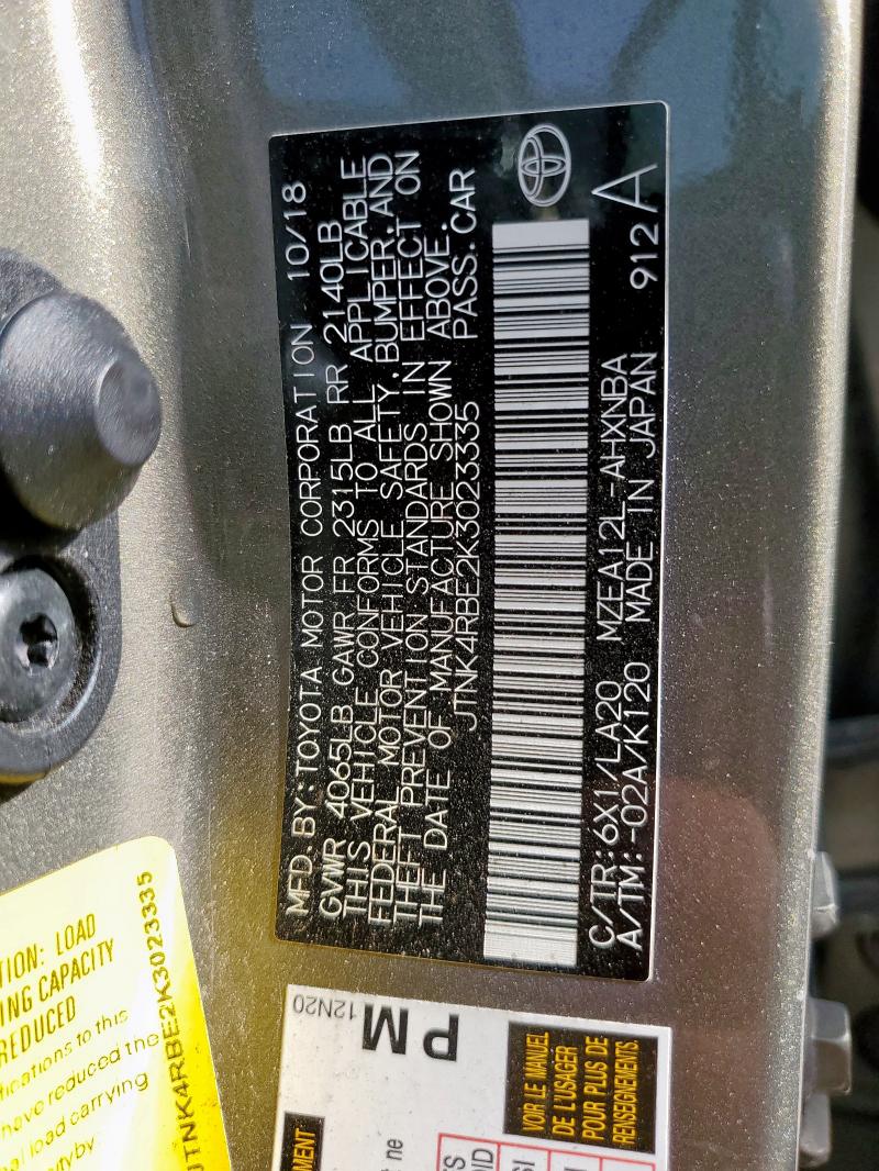 2019 TOYOTA COROLLA SE - JTNK4RBE2K3023335