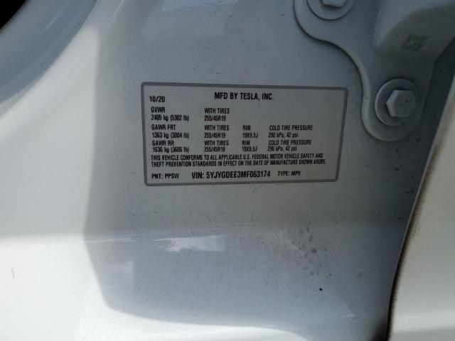 2021 TESLA MODEL Y 5YJYGDEE3MF063174