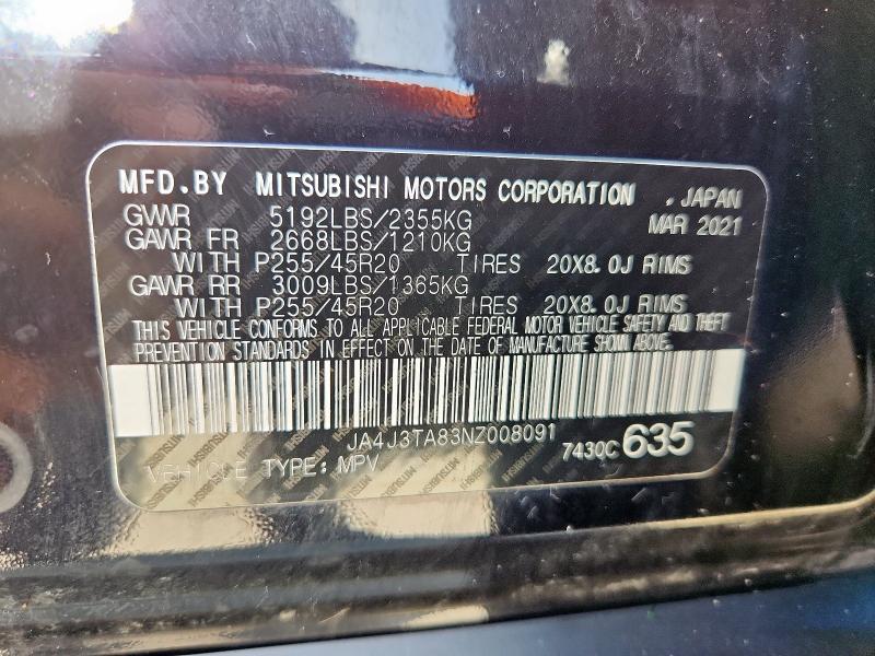 2022 MITSUBISHI OUTLANDER JA4J3TA83NZ008091
