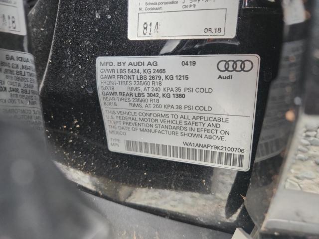 2019 AUDI Q5 PREMIUM WA1ANAFY9K2100706