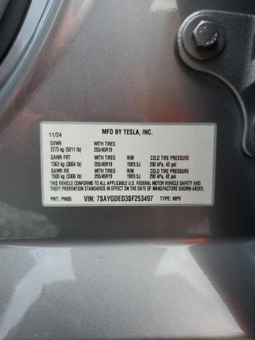 2025 TESLA MODEL Y 7SAYGDED3SF253497