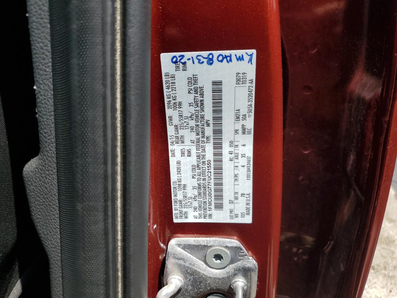 Lot #3222030177 2015 FORD ESCAPE SE