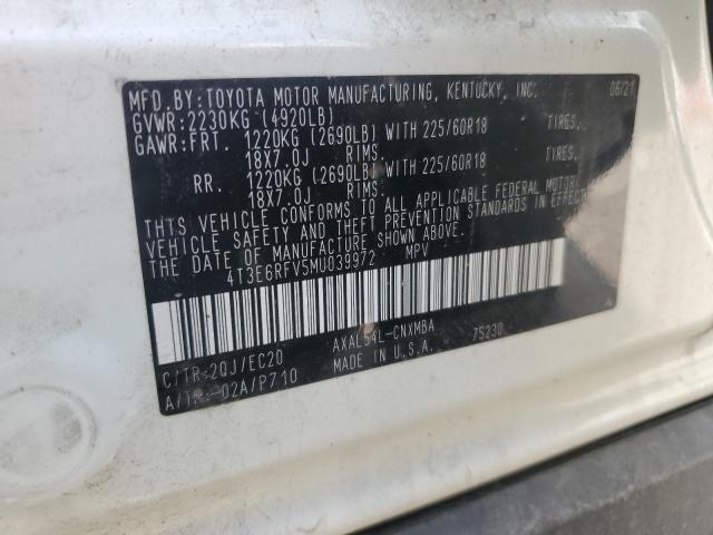 2021 TOYOTA RAV4 XSE 4T3E6RFV5MU039972